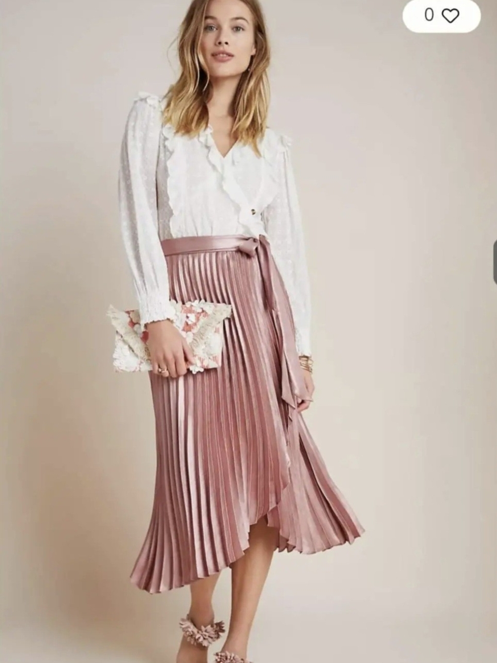 Maeve Anthropologie Rose Pink Pleated Satin Skirt